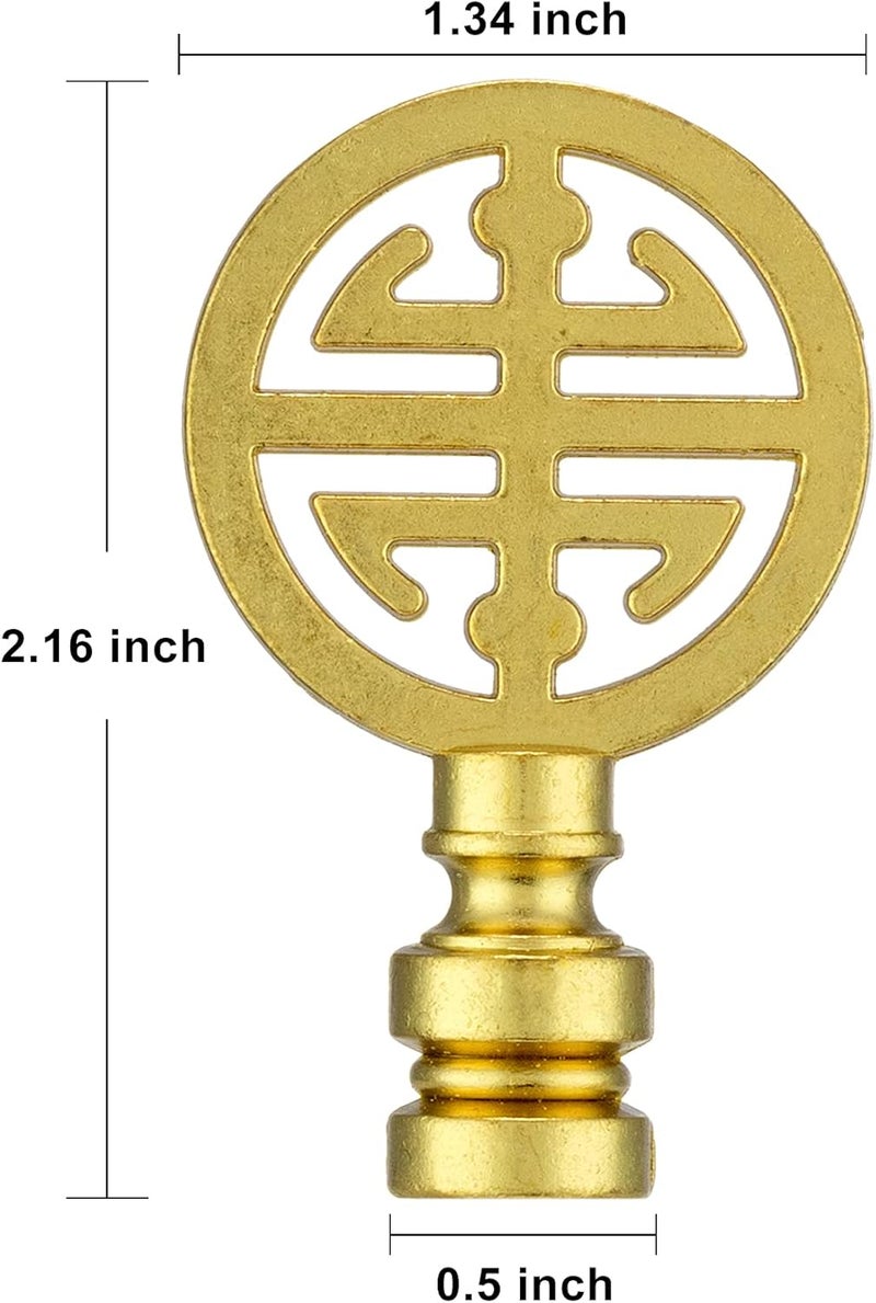 Qc Brass Lamp Finials - 2 Packs, Chinoiserie Design Solid Metal Finials for Table lamps and Floor Lamps, Lamp Toppers Screw On Cap, Decorative Lamp Shades Top Nut, Oriental Lamp Shade Knob - Image 3